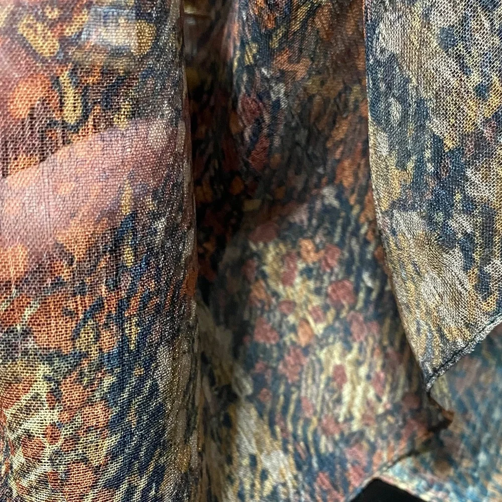 Vintage sheer Multicolor Patterned 59” x 15” Scarf